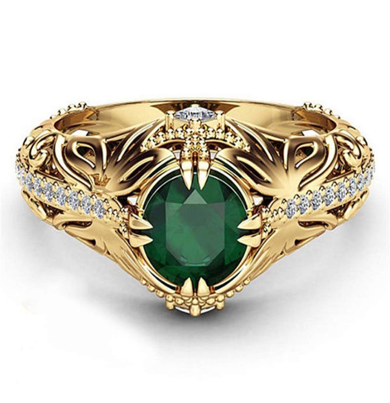 Goldenchen Fashion Jewelry 14k Gold Filled Emerald Diamond Ring Women Anniversary Engagement Wedding Gemstone Ring (8) - Image 4